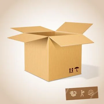 Open realistic cardboard box イラスト素材