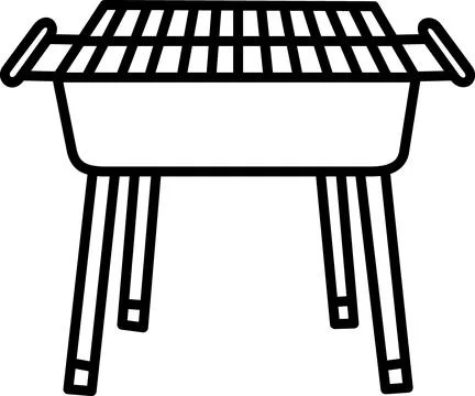 Open rectangular barbecue grill line icon Stock Illustration