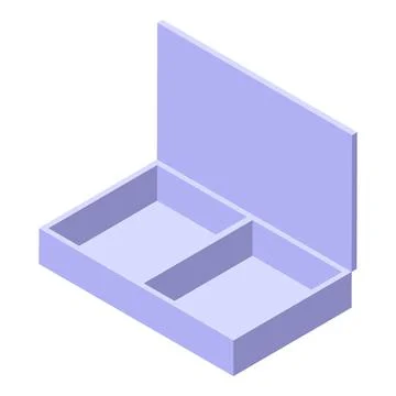 Open rectangular cardboard box divided into two compartments isometric view Illustrazione stock