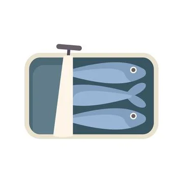 Open rectangular tin can full of sardines preserved in oil with a ring pull Stock Illustration