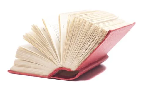 Open red book isolated on white background. Stock Photos