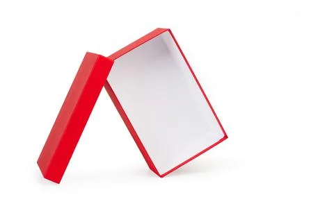 An open red box on a white background Stock Photos