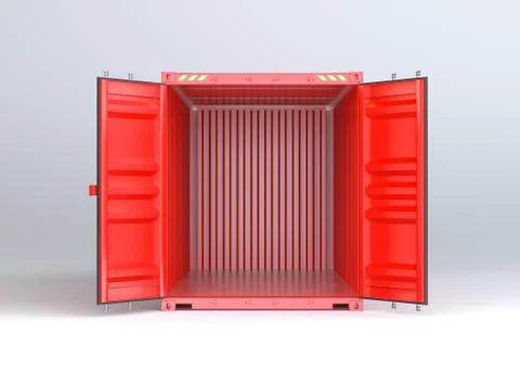 Open red cargo container on gray background Stock Illustration