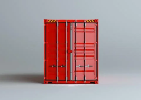 Open red cargo container with light inside 库存插图