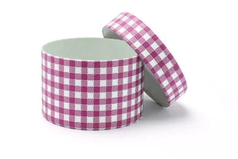 Open red chequer gift box Stock Photos