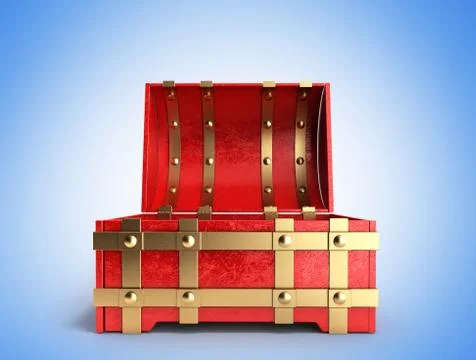 Open red chest empty 3d render on a gradient background イラスト素材