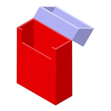 Open red cigarette pack in isometric view Illustrazione stock