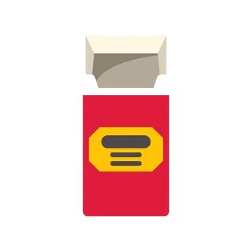 Open red cigarette pack with yellow label Stock Illustration