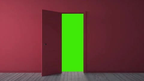 Open Red Door on Red Wall with Green Screen Chroma Key Alpha 4K 動画素材 339269221