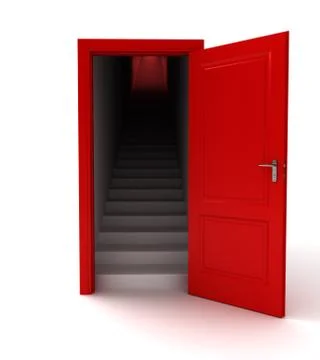 Open red doors and steps Stock Illustration