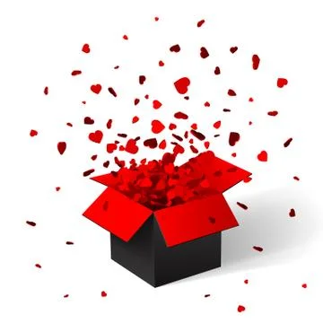 Open Red Gift Box and Confetti. Christmas Background. Vector Illustration. 스톡 일러스트