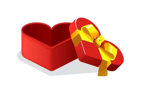Open red heart shape gift box for games. Stock Illustration