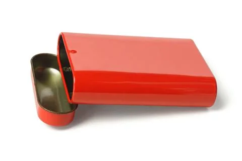 Open red metal box Stock Photos