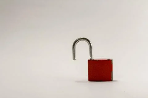 Open red padlock isolated on white background Stock Photos