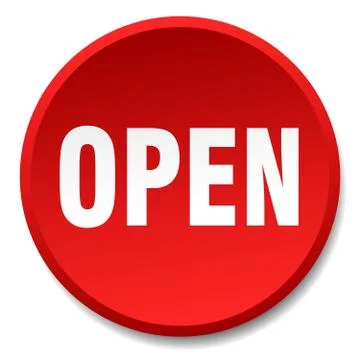 Open red round flat isolated push button 스톡 일러스트