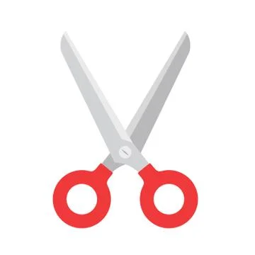 Open red scissor on white background, stock vector icon Stock Illustration