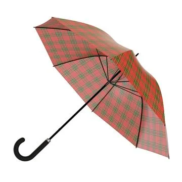 Open red umbrella with checkered plaid pattern, isolated on white background Stock Illustration