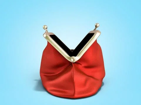 Open Red wallet 3d render on blue gradient background Illustrazione stock