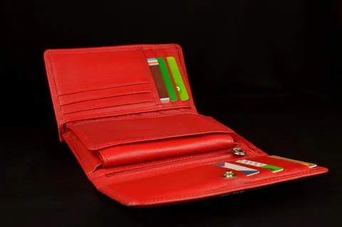 Open red wallet Stock Photos