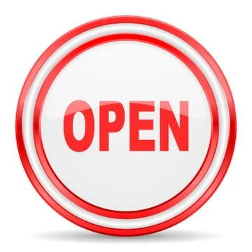 Open red white glossy web icon Stock Illustration