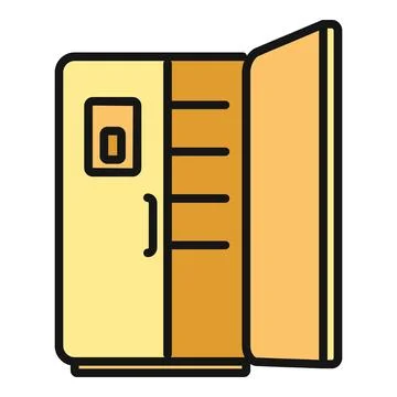 Open refrigerator flat vector icon illustrating cooling appliance Stockillustratie