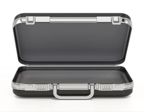 Open retro briefcase isolated on white background. 3D illustration Stock Illustration