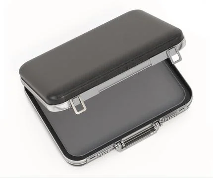 Open retro briefcase isolated on white background. 3D illustration Stock Illustration