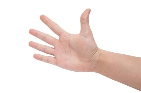 Open right hand showed five fingers isolated on white background Stockfoto's