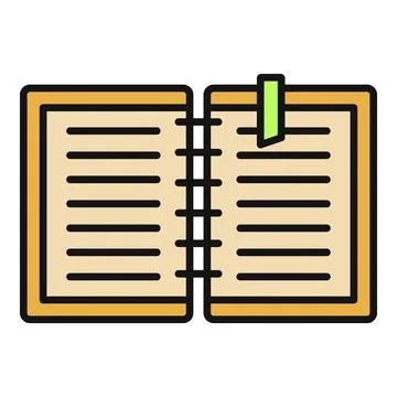Open ring binder notebook with bookmark and lines Stock Illustration