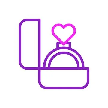 Open ring box with engagement ring. Concept of proposal, love, and marriage. Stock Illustration