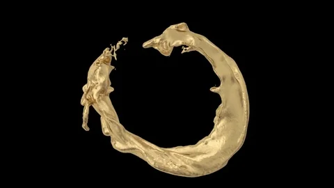 Open ring of bright gold in turbulent motion - on white, with alpha (FULL HD) Video stock 72636744