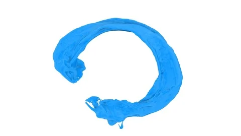 Open ring of light blue paint in turbulent motion - on white, + alpha (FULL HD) 動画素材 71614881