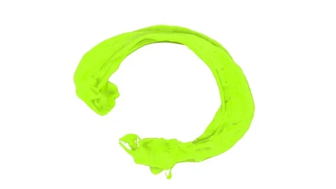 Open ring of light green paint in turbulent motion - on white, + alpha (FULL HD) Stock Footage 71614650
