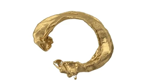 Open ring of liquid gold in turbulent motion - on white, with alpha (FULL HD) Video stock 72636924