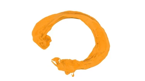 Open ring of orange paint in turbulent motion - on white, + alpha (FULL HD) Video stock 71616040