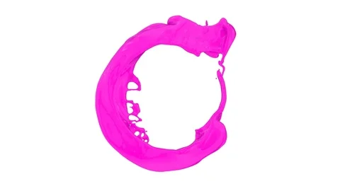 Open ring of pink paint flowing and rotating - on white , with alpha (FULL HD) 動画素材 71247801