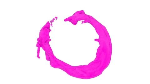 Open ring of pink paint in turbulent motion - on white, + alpha (FULL HD) Video stock 71616450