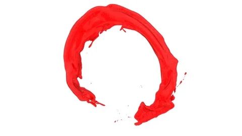 Open ring of red paint in turbulent motion - on white, + alpha (FULL HD) Video stock 71617561