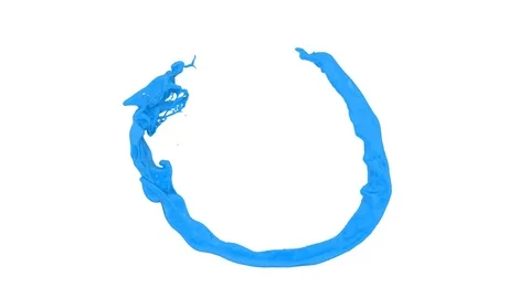 Open ring of turbulent light blue color in slow motion - on  white, + alpha Stock Footage 72143913