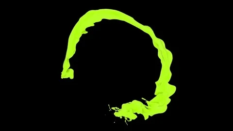 Open ring of turbulent light green color in slow motion - on black, + alpha Video stock 72143838