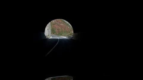Open road through the tunnel mountain Stock Footage 82001966