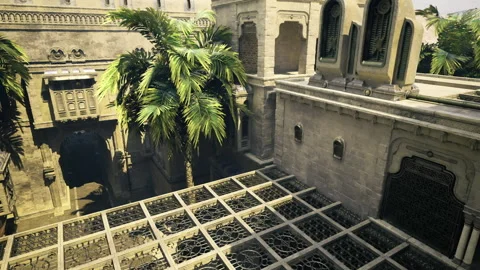 Open rooftop garden showcasing design elements and lush foliage elegance Stock Footage 342922666