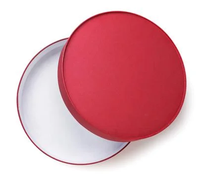 Open round box on a white. Top view Stock Photos