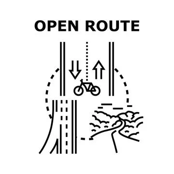Open route exploring cycling paths and forest road journey Stock Illustration