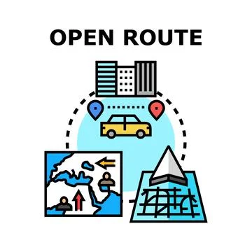 Open route planning journey with navigation system イラスト素材