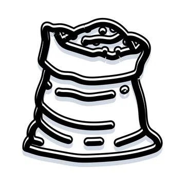 Open sack containing grain or flour doodle Stockillustratie