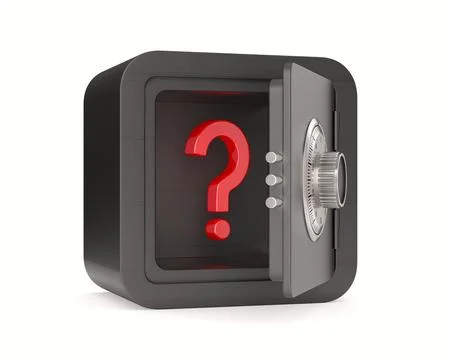 Open safe and question on white background. Isolated 3d illustration イラスト素材