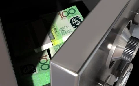Open safe with australian dollars Stock Illustration