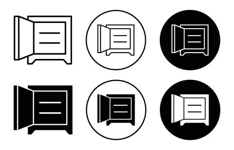 Open safe box icon collection of outline thin line symbol or sign Stock-Illustration