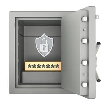 Open safe with hidden password, password security and data vault concept. 3.. Stock Illustration